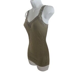 Elietian Womens Green Cami Tank Top One Size Lace Trim Stretch Whimsigoth Fairy